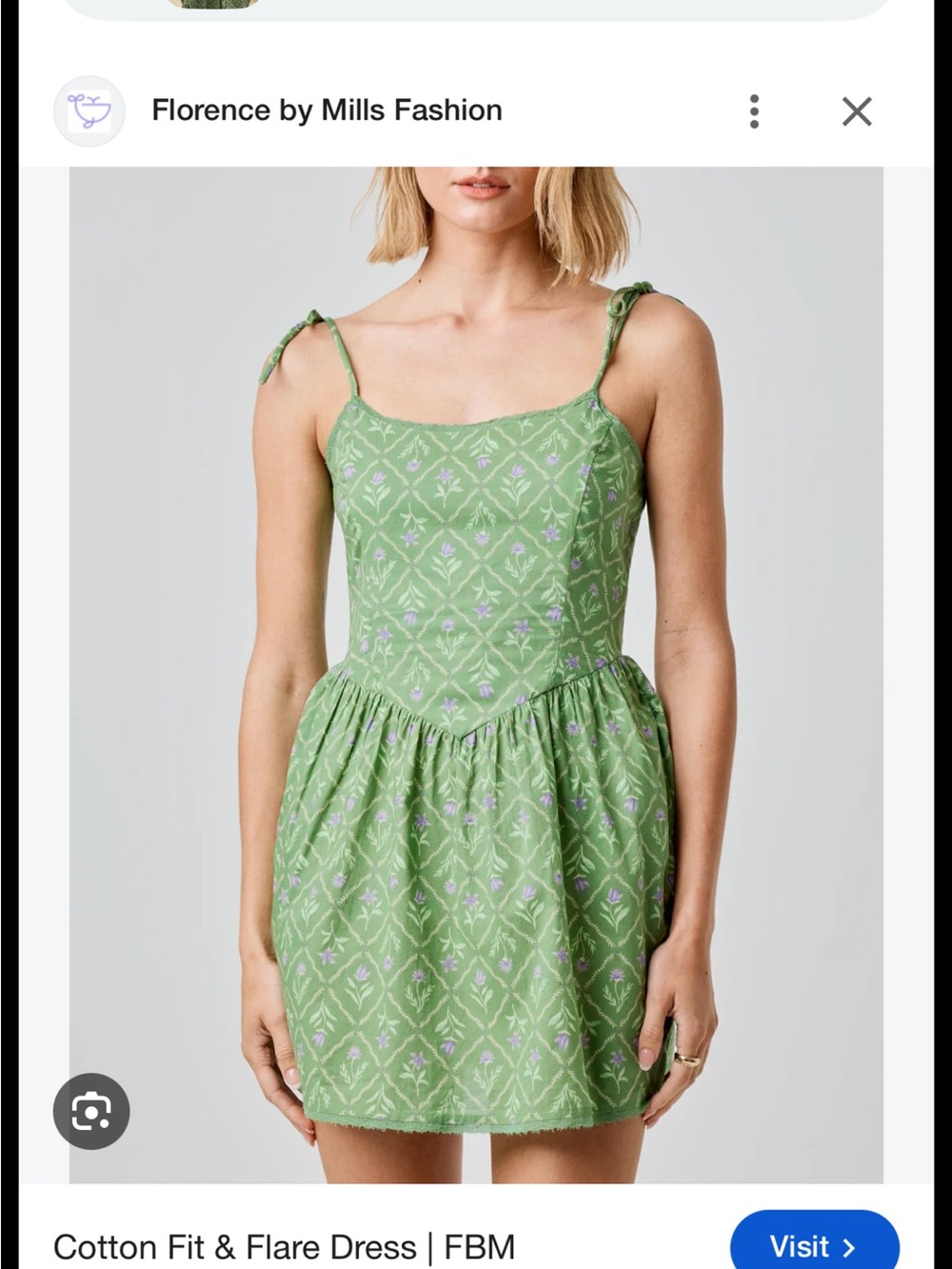 Florence by Mills Women's XL Green Purple Floral Square Neck Sundress Cotton